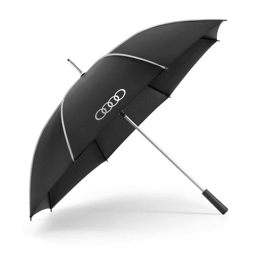 Audi Stockschirm, schwarz/silber, groß