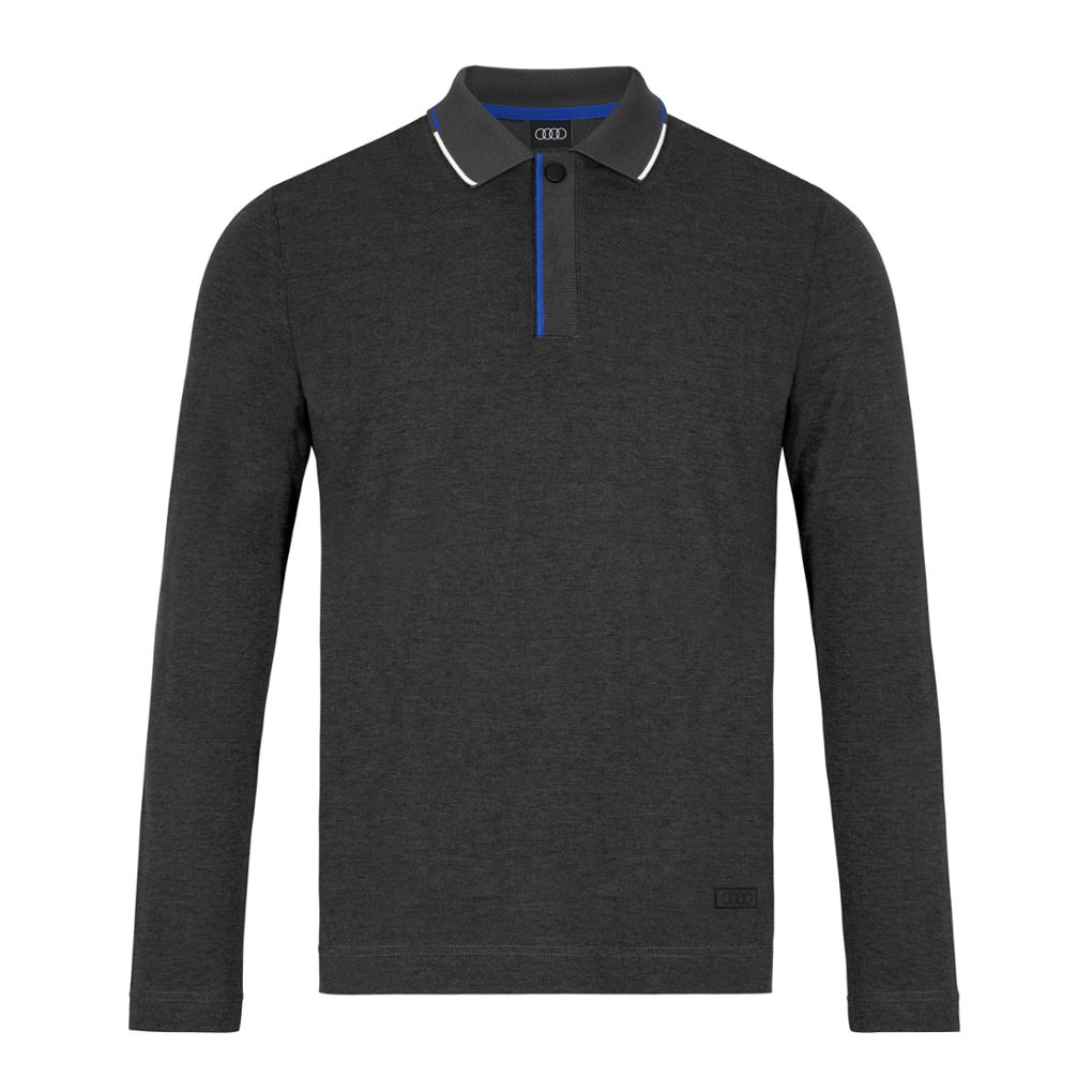 Audi Poloshirt Langarm Kaskade, Herren, grau