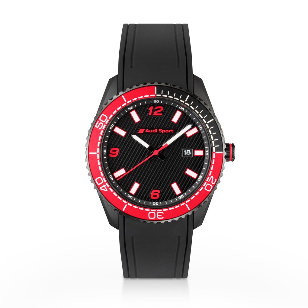 Audi Sport Uhr, Herren, schwarz/rot