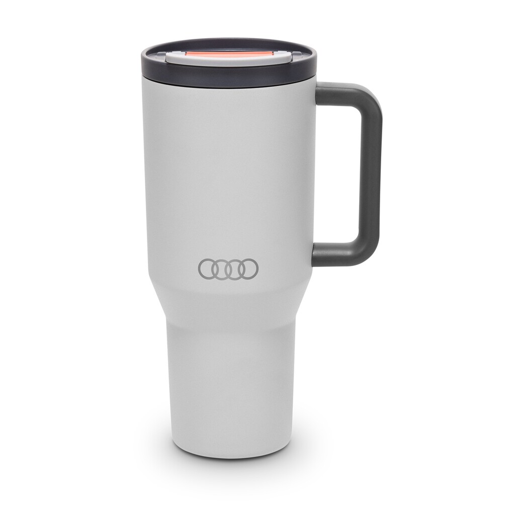 Audi Thermobecher Strohhalm, hellgrau