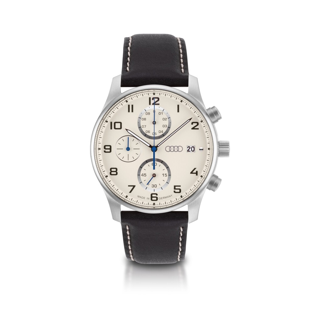 Audi Chronograph, Herren, silber/beige