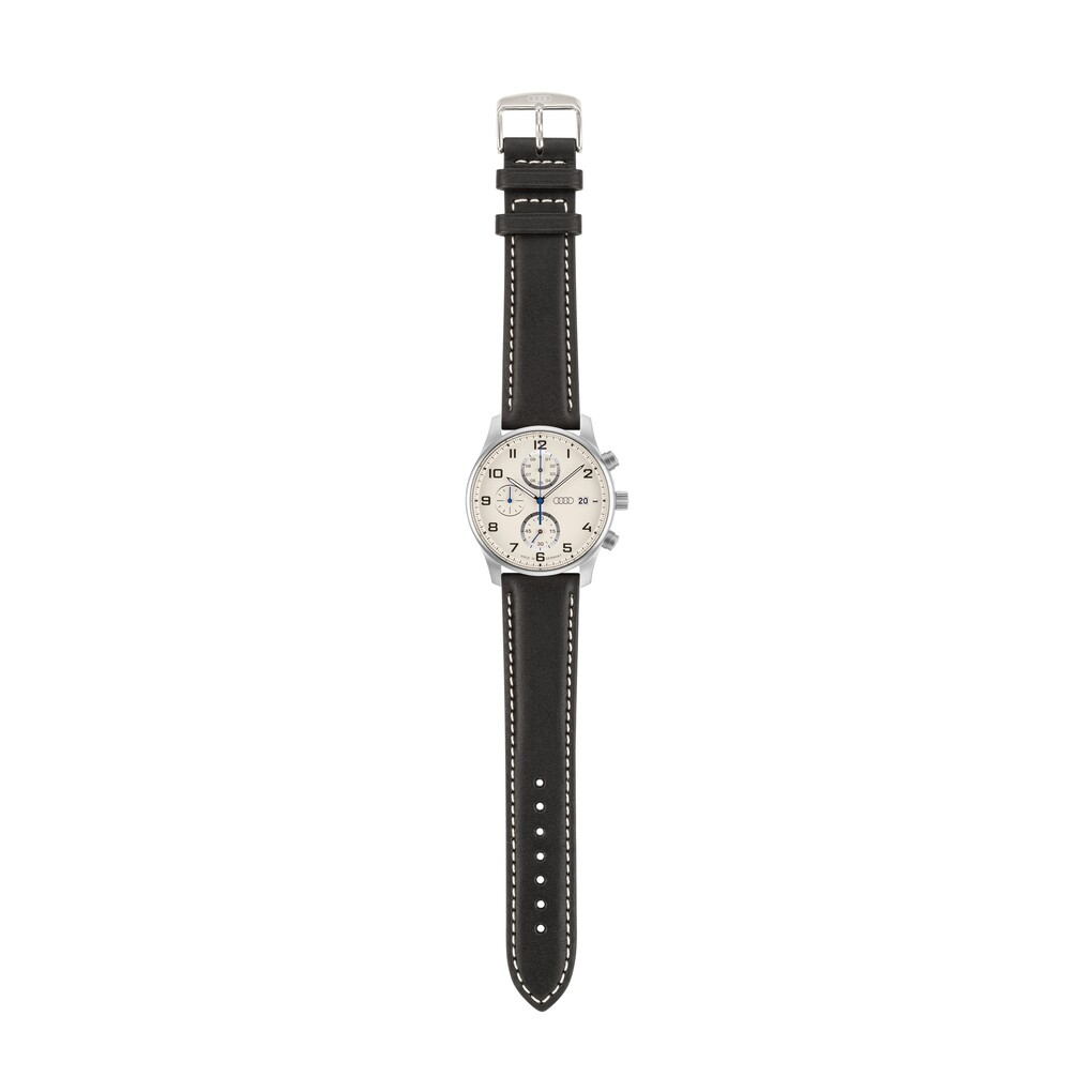 Audi Chronograph, Herren, silber/beige