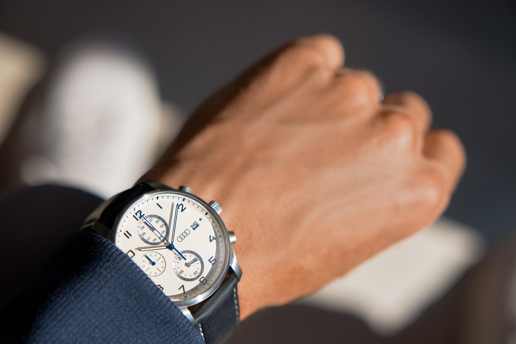 Audi Chronograph, Herren, silber/beige