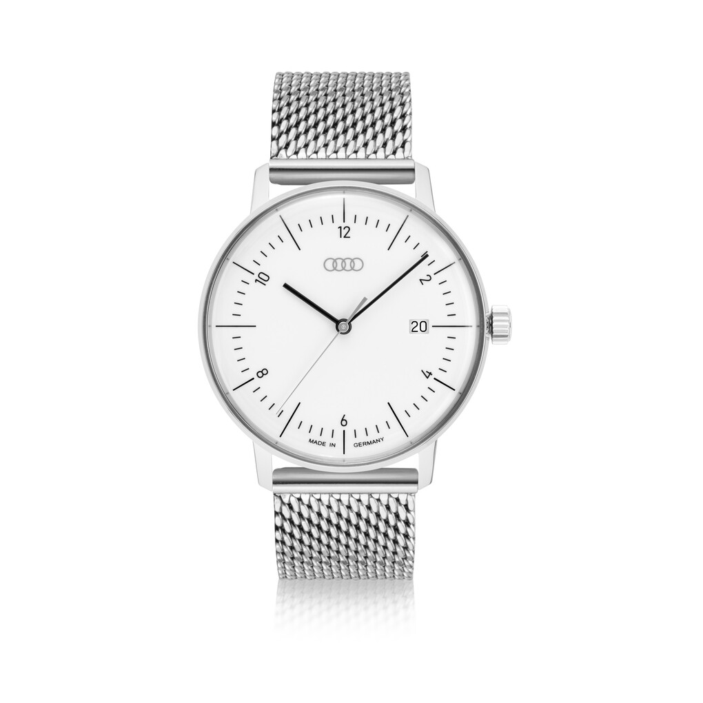 Audi Uhr, silber/weiß