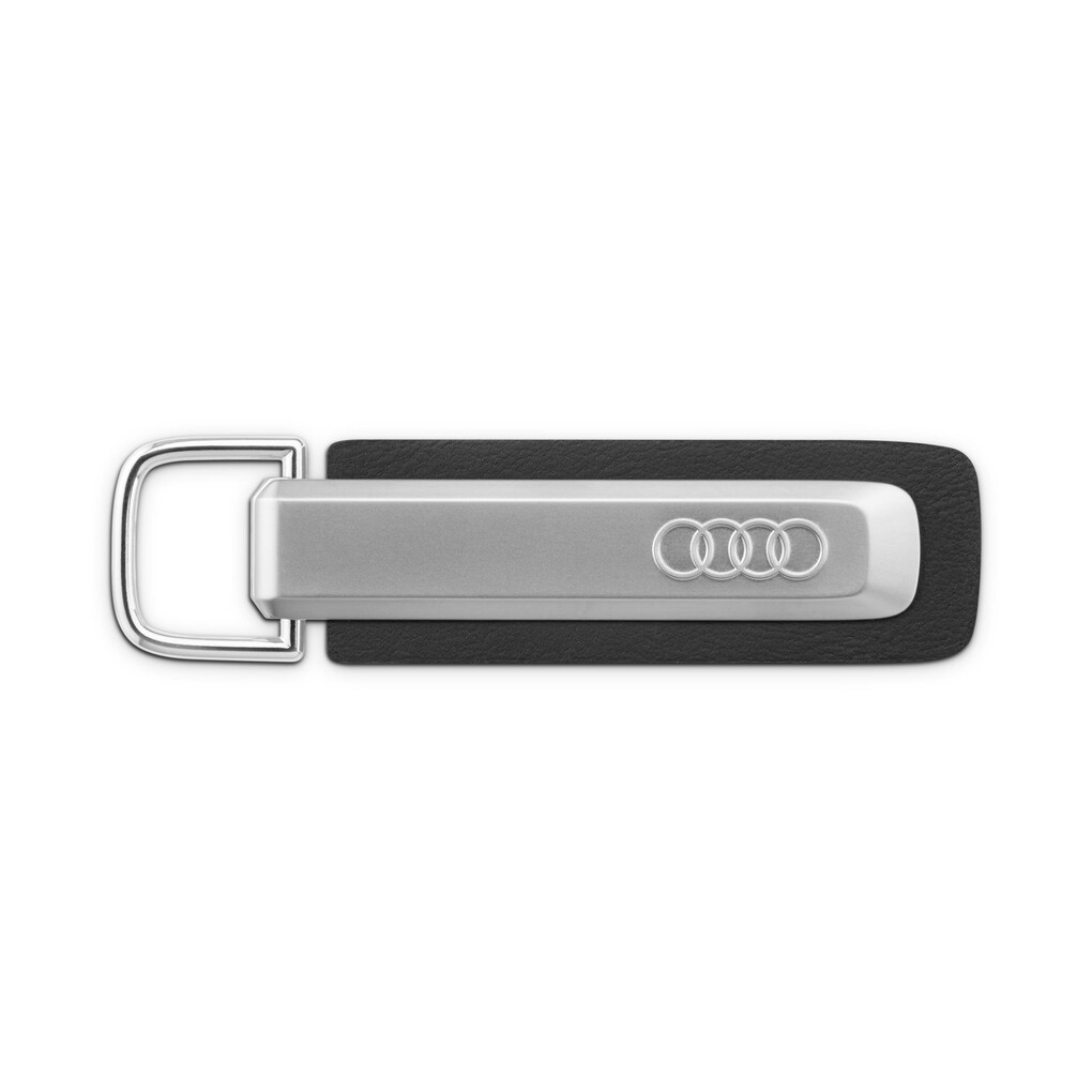 Audi Schlüsselanhänger Ringe, silber/schwarz